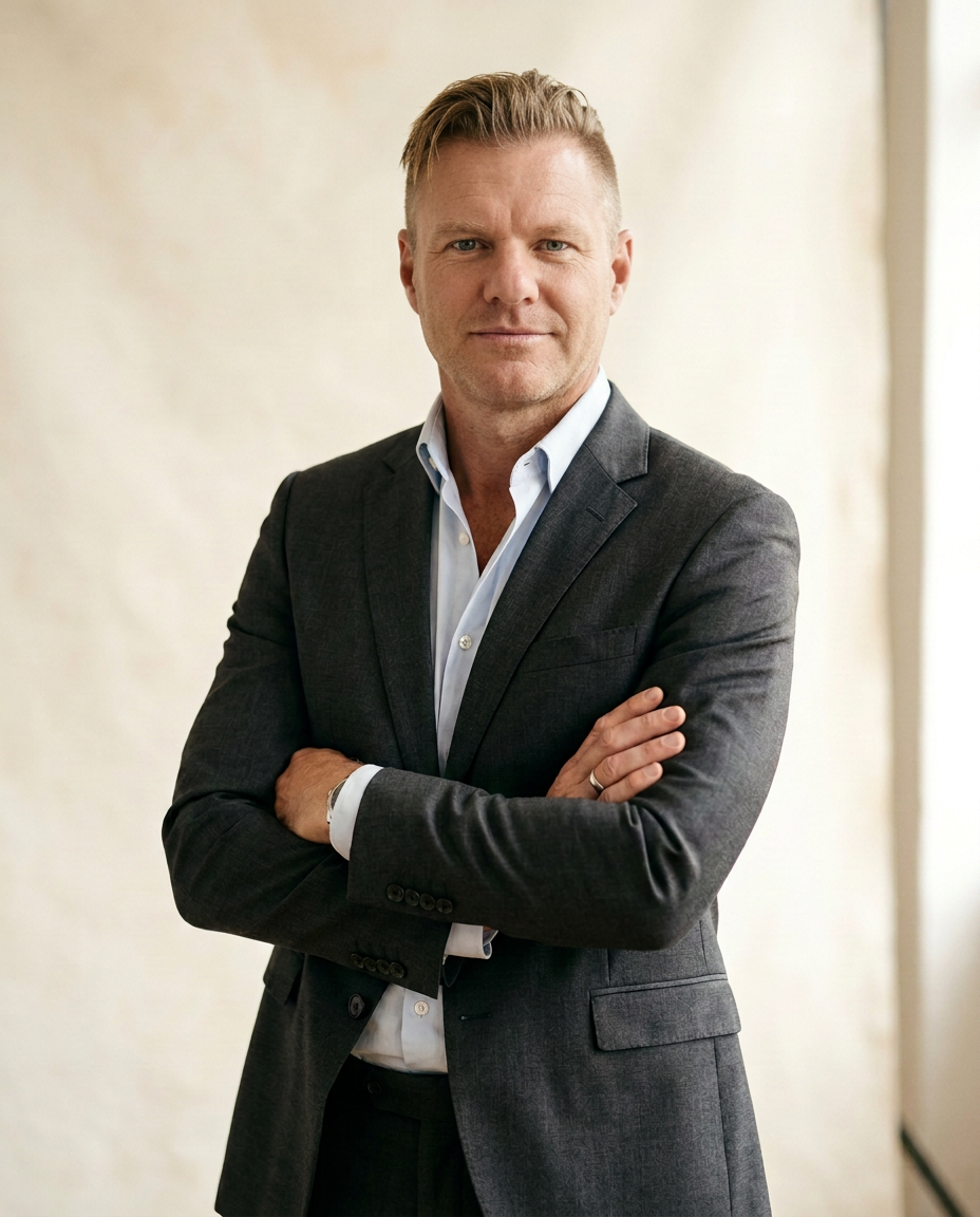 Marcus du Toit — Charcoal Suit Portrait